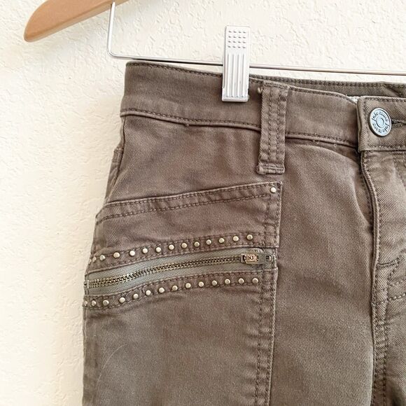 Joie Hazina Studded Skinny Ankle Pants Jeans Womens Size 24 Fatigue Green - Picture 5 of 12